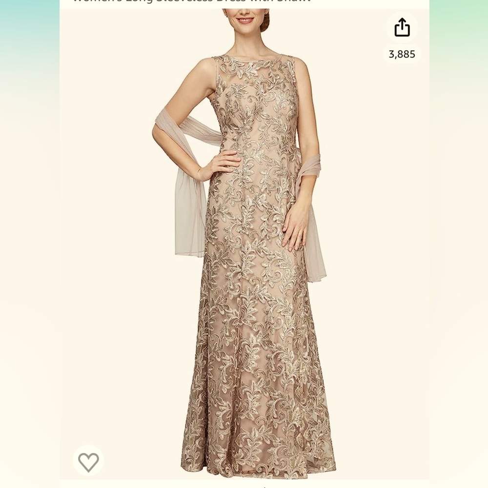 Mother of the Bride gown champagne sequins 8P Alex Evenings Formal dress gown